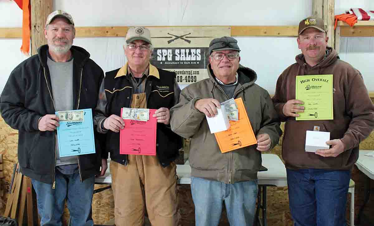 Left to right: Division One winners – 3rd - Lee Wolff, 2nd - Steve Anderson, 1st - Jack Odor; and Match Winner, Cody Smith.